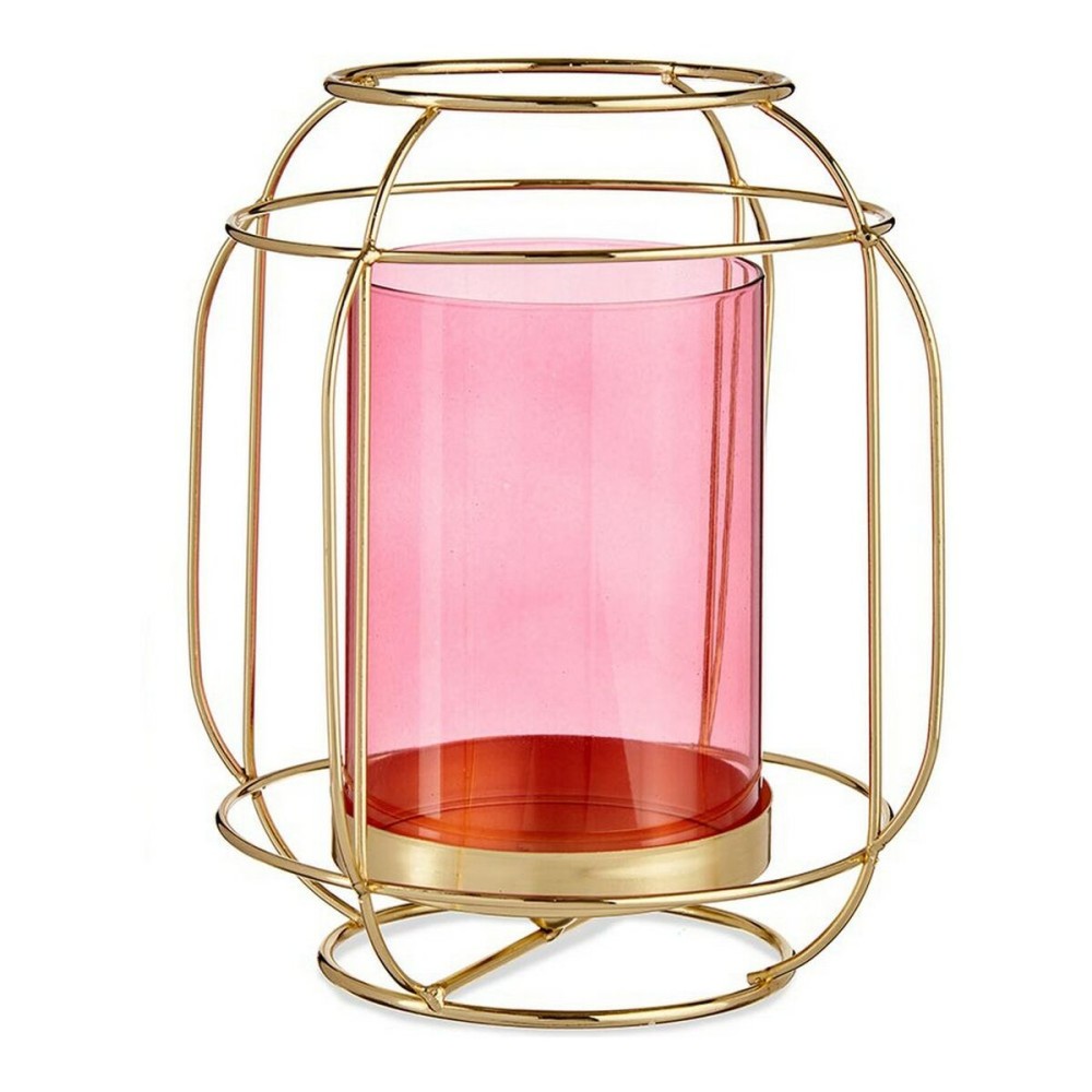 Kerzenschale Gift Decor SW120663A Rosa Gold Metall Glas 19 x 20 x 19 cm Laterne