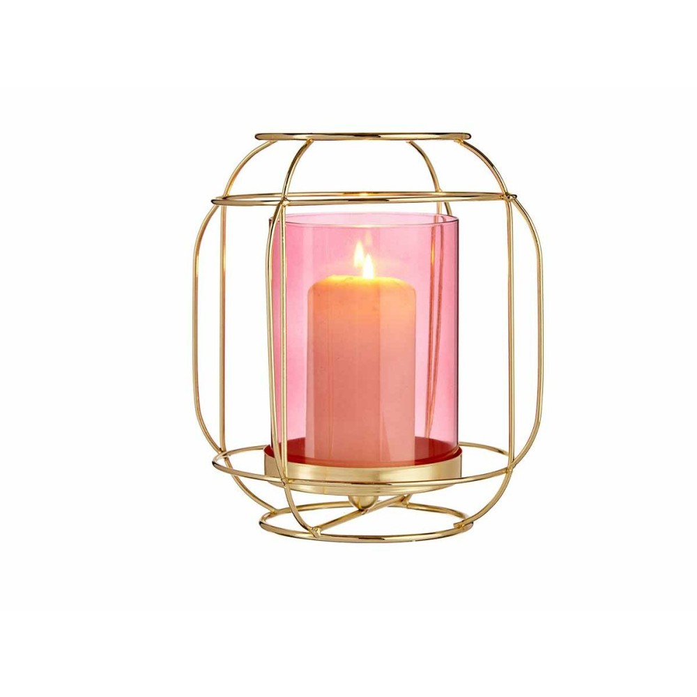 Kerzenschale Gift Decor SW120663A Rosa Gold Metall Glas 19 x 20 x 19 cm Laterne