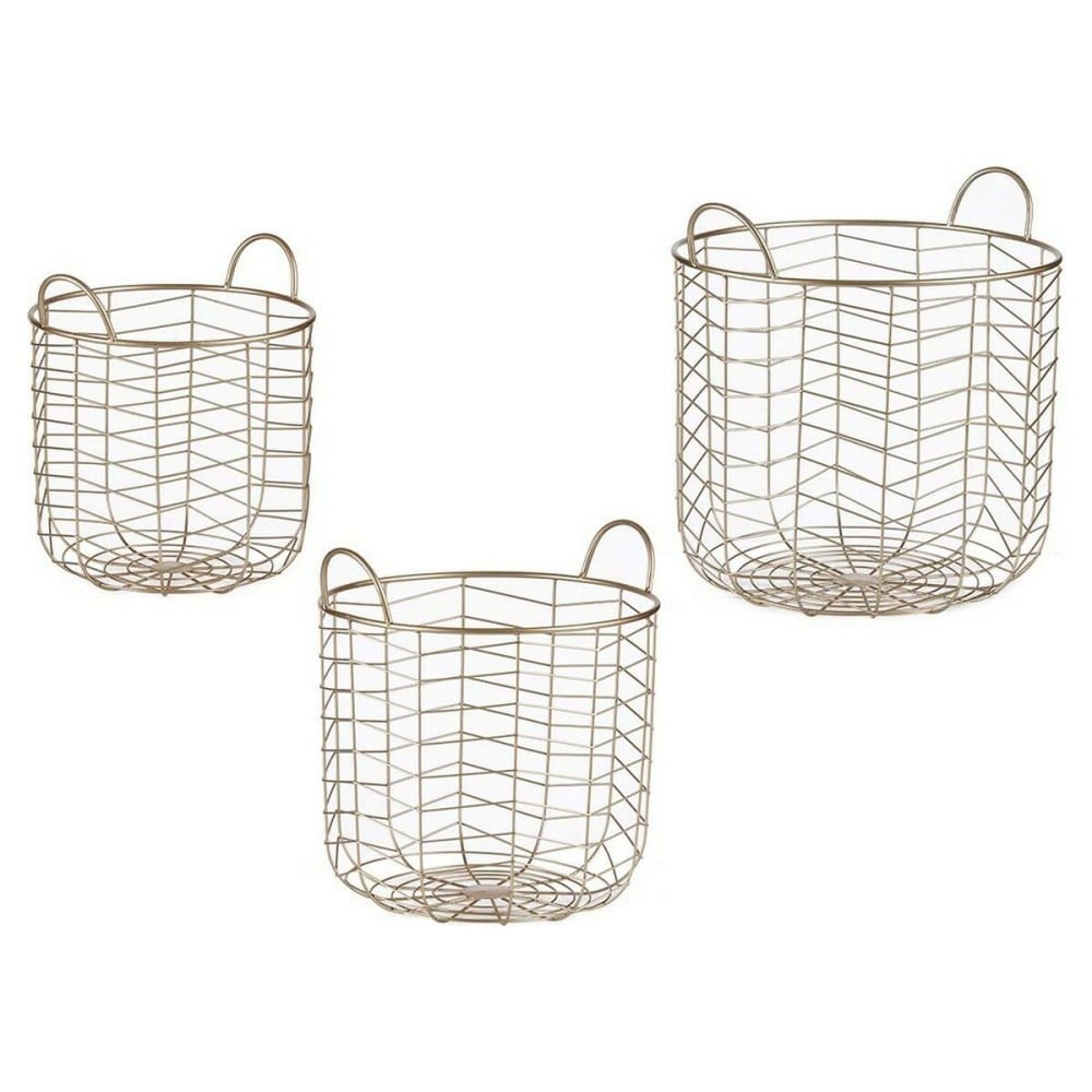 Lot de paniers Gift Decor B2609 Doré Métal 40 x 42,5 x 40 cm