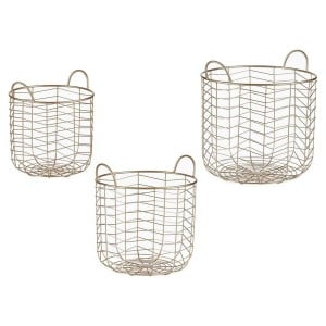 Lot de paniers Gift Decor B2609 Doré Métal 40 x 42,5 x 40 cm