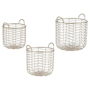 Set of Baskets Gift Decor B2609 Golden Metal 40 x 42,5 x 40 cm