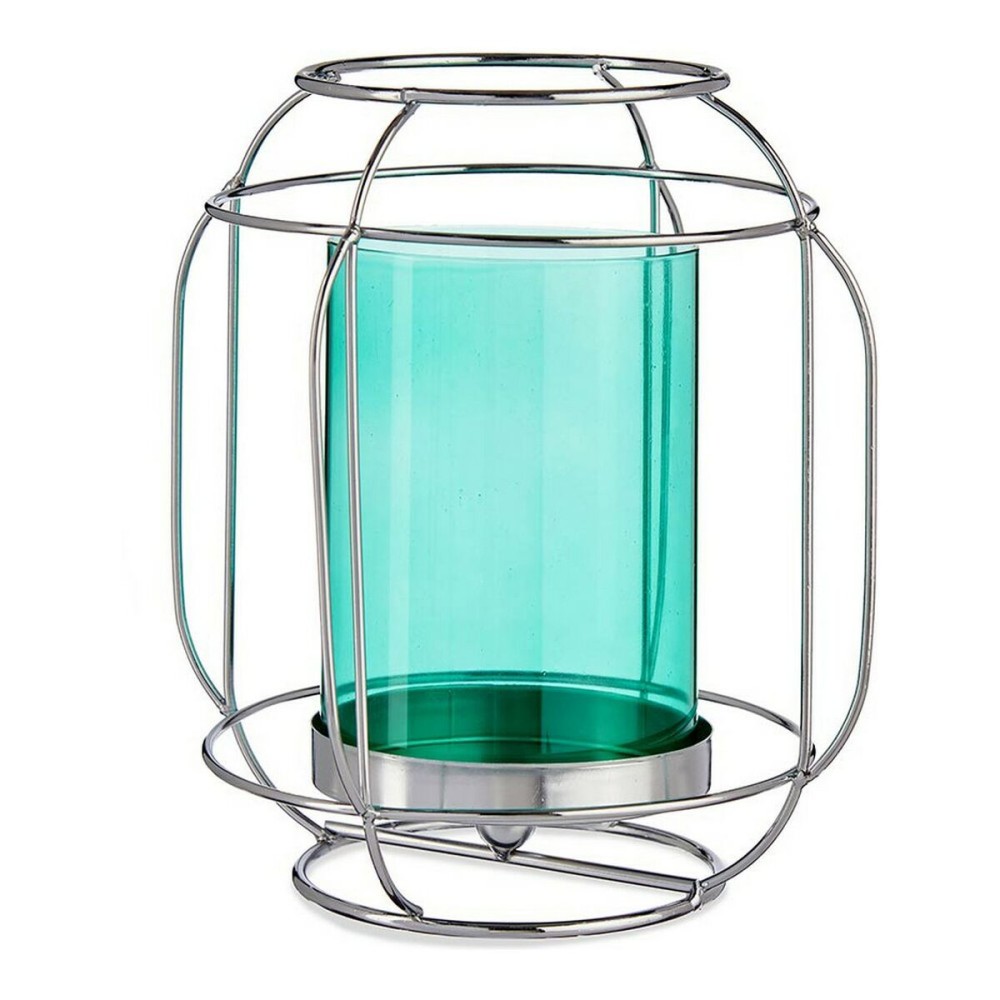 Kerzenschale Gift Decor SW120663B Blau Silberfarben Silber Metall Glas 19 x 20 x 19 cm Laterne