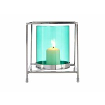 Kerzenschale Gift Decor SW120662B Blau Silberfarben Silber Metall Glas 14 x 15,5 x 14 cm karriert