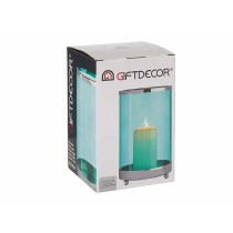 Candleholder Gift Decor SW120613B Blue Silver Metal Glass 12,2 x 19,5 x 12,2 cm Cylinder