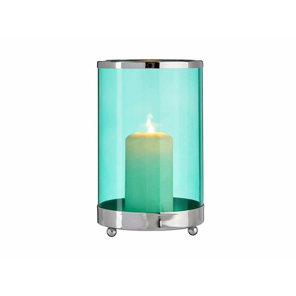 Kerzenschale Gift Decor SW120613B Blau Silberfarben Silber Metall Glas 12,2 x 19,5 x 12,2 cm Zylinder
