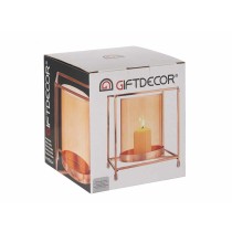 Kerzenschale Gift Decor SW120662C Kupfer Bernstein Gold Metall Glas 14 x 15,5 x 14 cm karriert