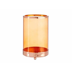 Kerzenschale Gift Decor SW120613C Kupfer Bernstein Metall Glas 12,2 x 19,5 x 12,2 cm Zylinder