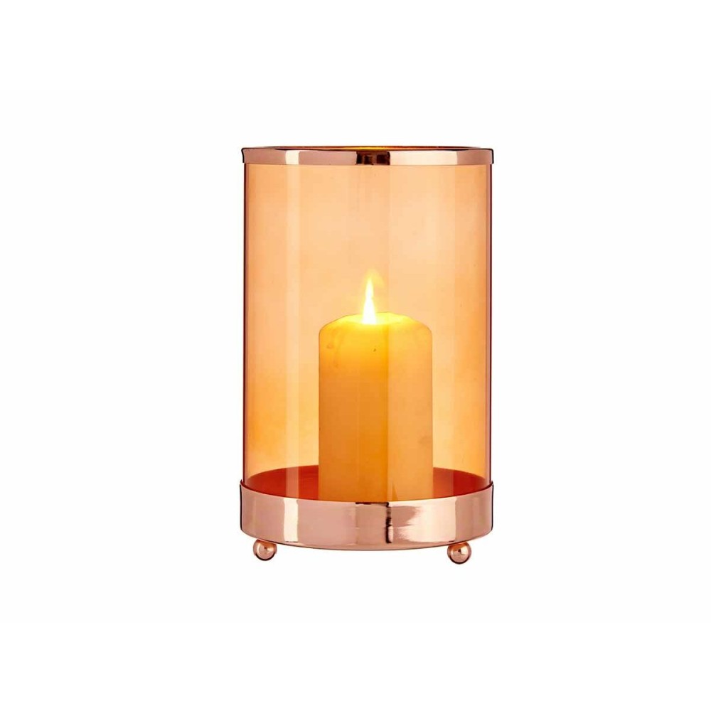 Kerzenschale Gift Decor SW120613C Kupfer Bernstein Metall Glas 12,2 x 19,5 x 12,2 cm Zylinder