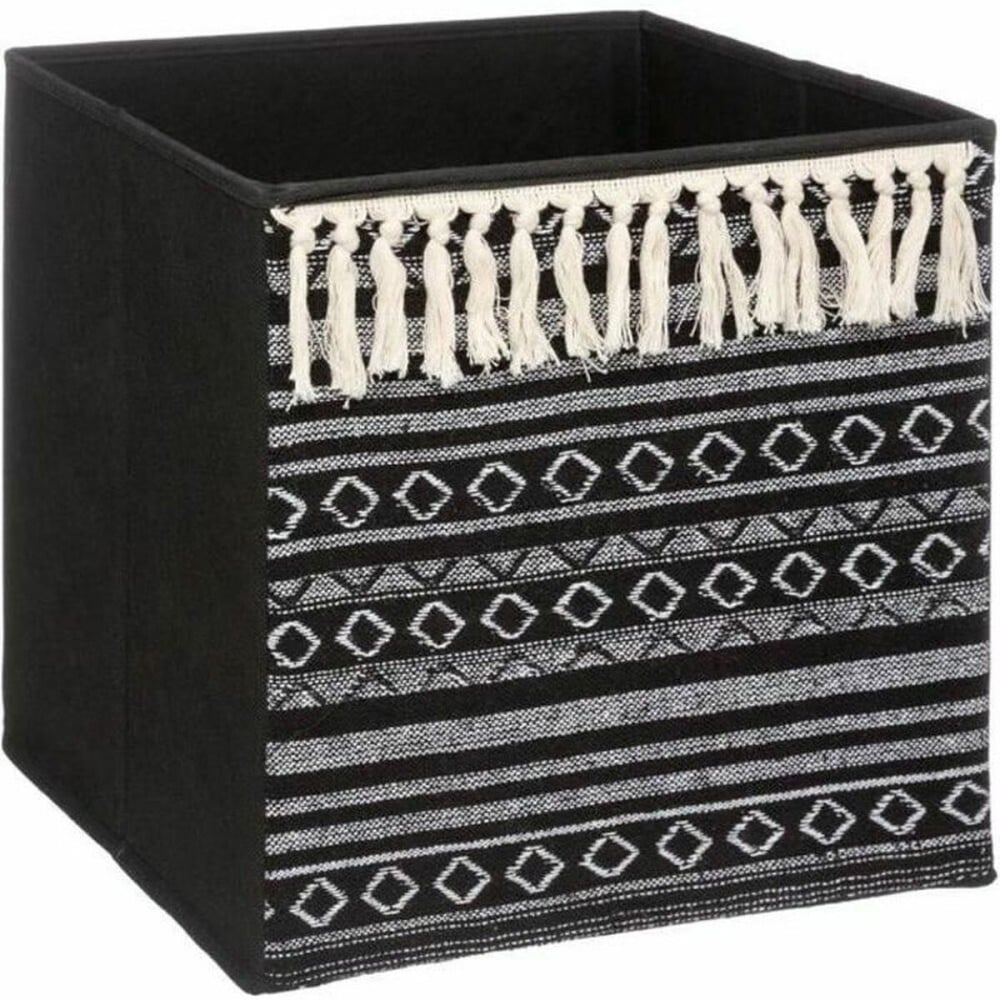 Aufbewahrungsbox Five Etnic Mit Fransen 31 x 31 x 31 cm Schwarz Kunststoff