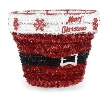 Christmas bauble Krist+ 19CD070 White Black Red Basket 27 x 22 x 27 cm Tinsel (8 Units)