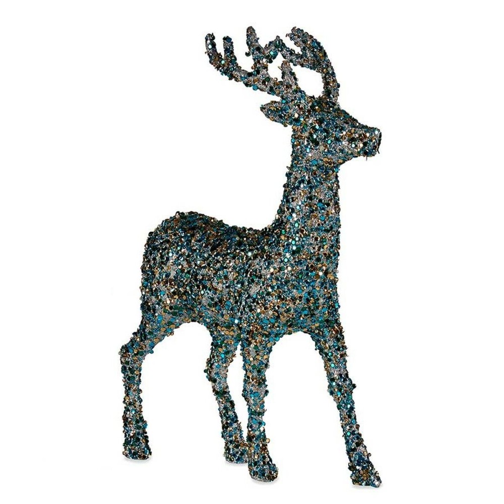 Christmas Reindeer Krist+ R201-068Z-6 Blue Golden Christmas Reindeer 15 x 45 x 30 cm Glitter (8 Units)