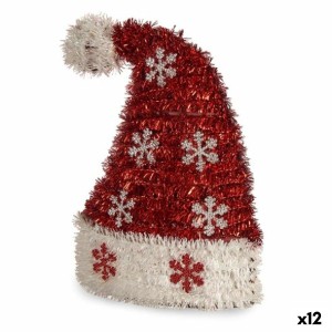 Bonnet de Père Noël Krist+ 19CD063 Blanc Rouge Argent Bonnet de Père Noël 17 x 23 x 9,5 cm guirlande (12 Unités)