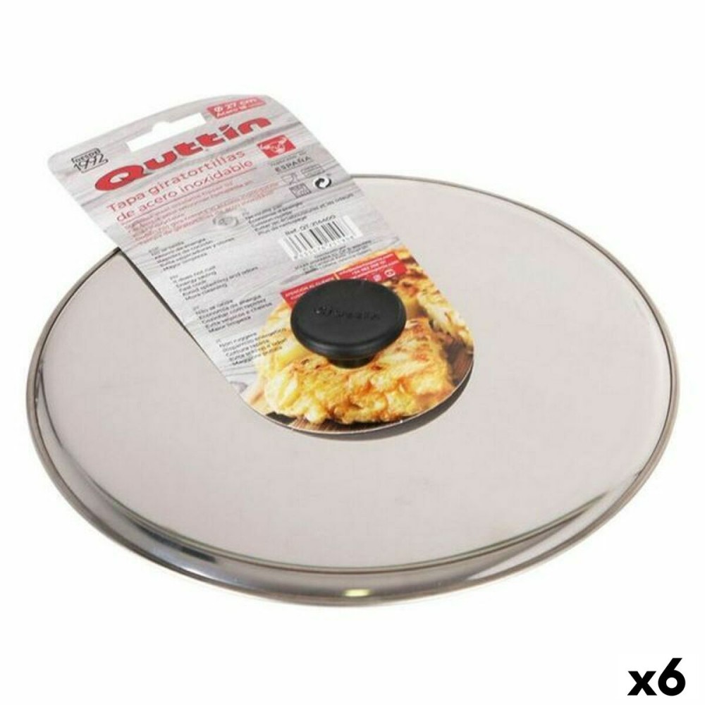 Tortilla flipping lid Quttin 144881 Ø 27 cm 27 x 27 x 3 cm Stainless steel (6 Units)