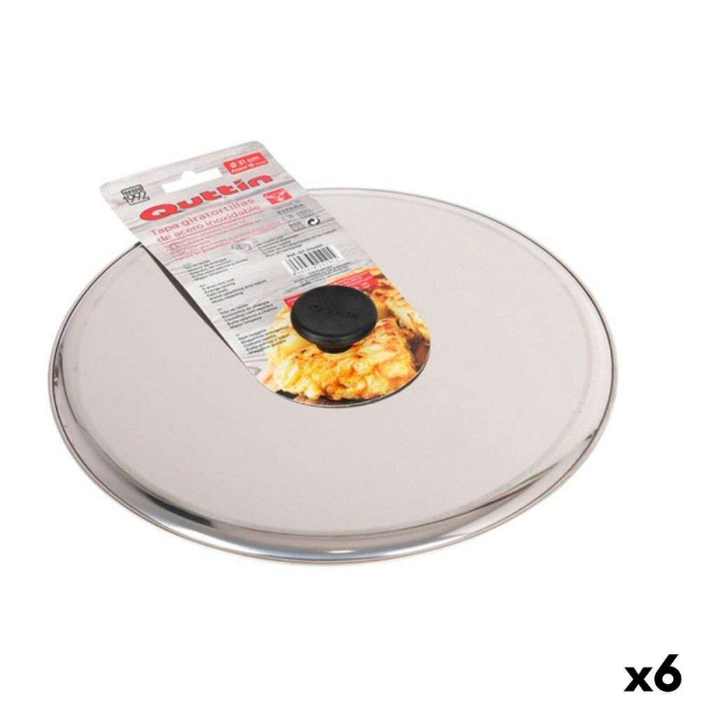 Tortilla-Wendedeckel Quttin 144933 Ø 31 cm 31 x 31 x 4 cm Edelstahl (6 Stück)