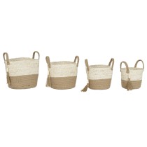 Set de basket Home ESPRIT Naturel Marron Clair Jute Fibre de maïs Moderne 40 x 40 x 41 cm