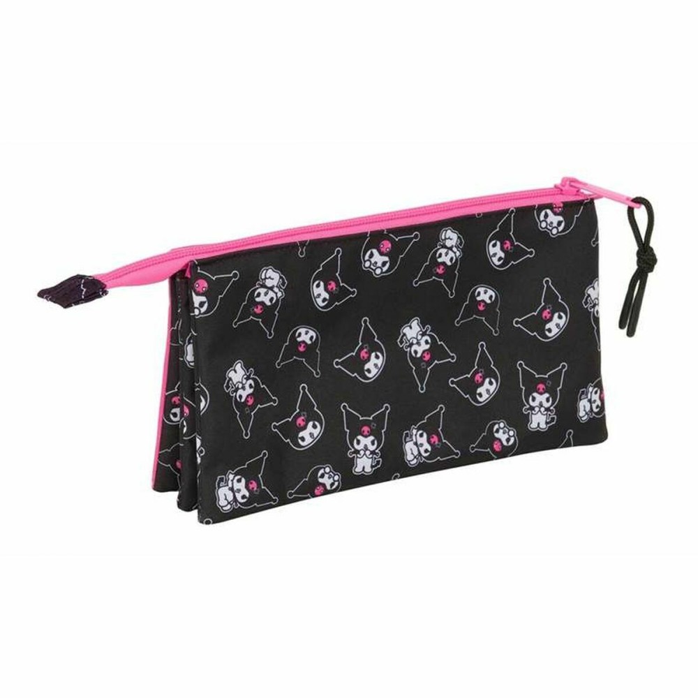 Triple Carry-all Kuromi Black Fuchsia 22 x 12 x 3 cm