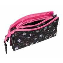 Triple Carry-all Kuromi Black Fuchsia 22 x 12 x 3 cm