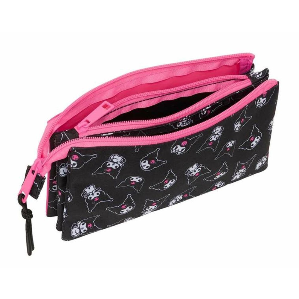 Triple Carry-all Kuromi Black Fuchsia 22 x 12 x 3 cm