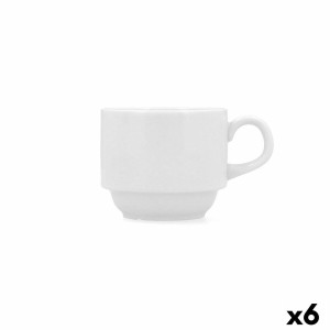 Satz von Kaffeetassen Bidasoa Glacial Weiß aus Keramik 180 ml Kaffee (6 Stück)