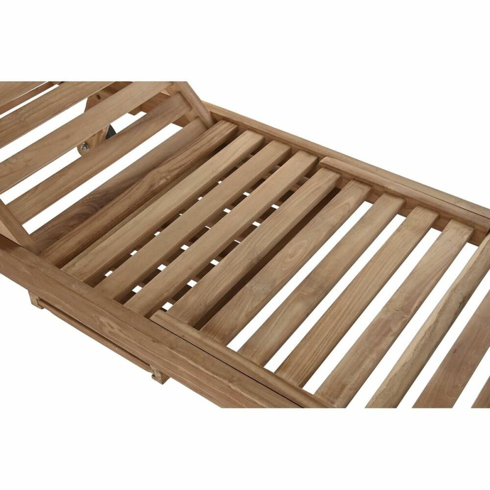 Sun-lounger DKD Home Decor Brown With wheels Teak (200 x 65 x 36 cm)