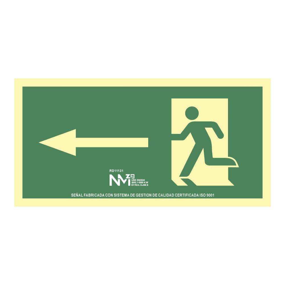 Schild Normaluz Evacuación flecha izquierda PVC (32 x 16 cm)