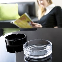 Ashtray Arcoroc 6 Units Stackable Set Black Glass 10,7 cm