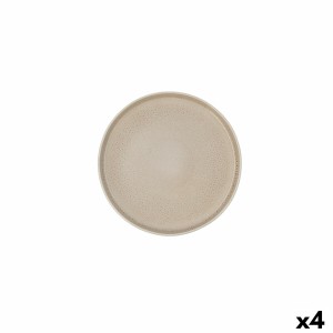 Flacher Teller Ariane Porous Beige aus Keramik Ø 21 cm (4 Stück)