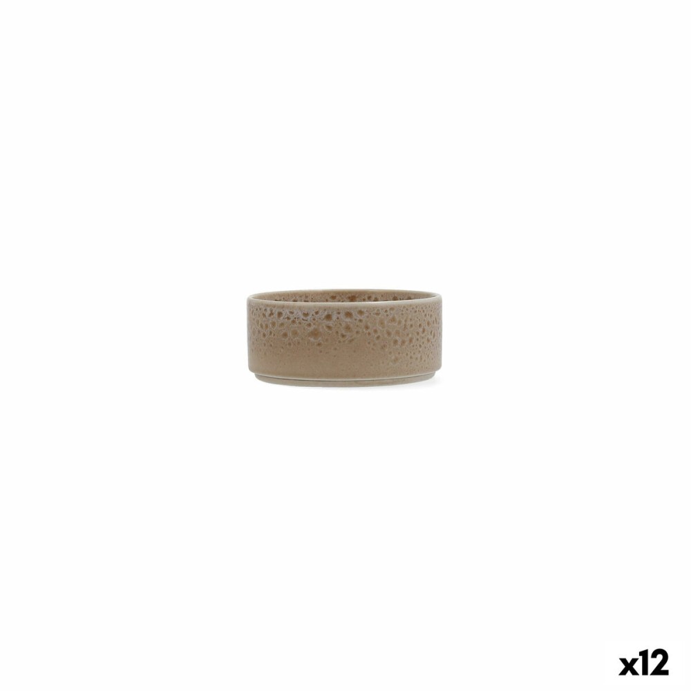 Appetizer Set Ariane Porous Beige Ceramic 12 cm (12 Units)