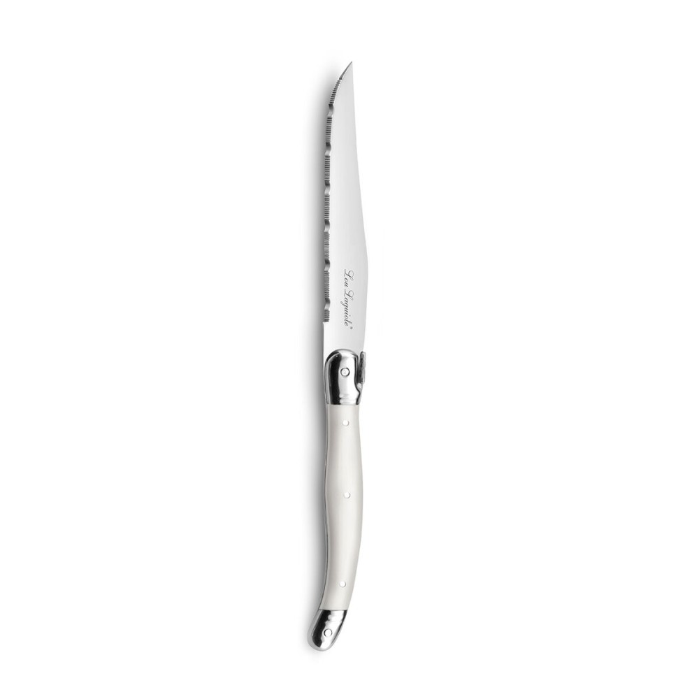Steakmesser-Set Lou Laguiole Rustic Weiß Metall 13 cm Fleischwaren (6 Stück)