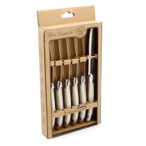 Meat Knife Set Lou Laguiole Rustic White Metal 13 cm Meats (6 Units)