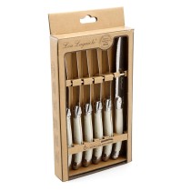 Steakmesser-Set Lou Laguiole Rustic Weiß Metall 13 cm Fleischwaren (6 Stück)