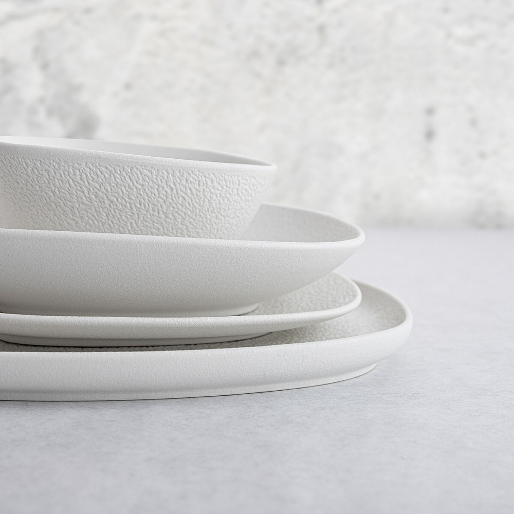 Deep Plate Bidasoa Fosil White Ceramic Squared 21,9 x 21,7 x 4,8 cm (6 Units)