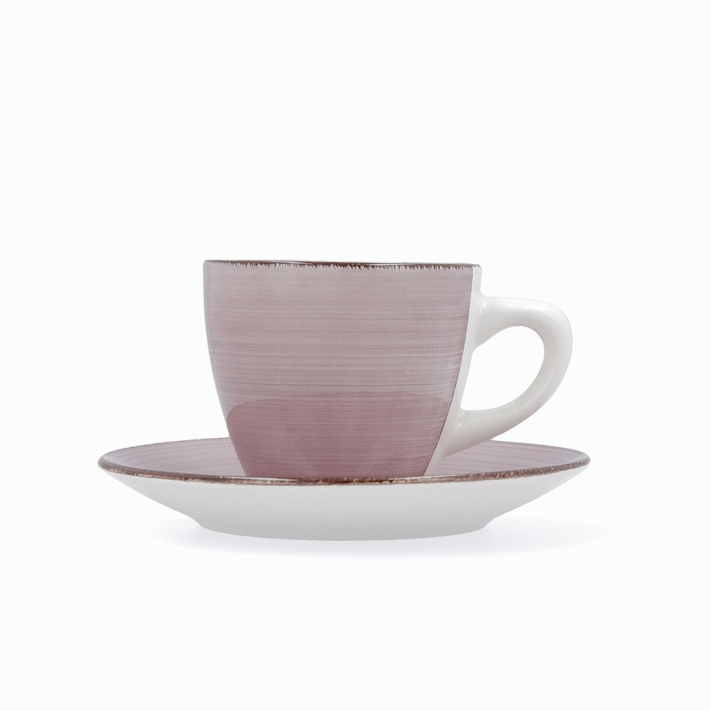 Satz mit Tassen- und Tellern Quid Vita Morning Rosa aus Keramik (4 Stücke) (6 Stück)