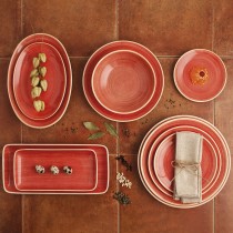 Tablett für Snacks Ariane Terra Rot aus Keramik Ø 26 cm (12 Stück)