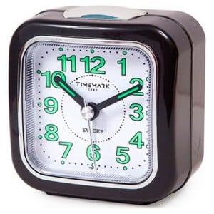 Analoger Wecker Timemark Schwarz Leise mit ton Nachtbetrieb (7.5 x 8 x 4.5 cm)