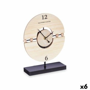 Table clock Gift Decor 22STC337-2 Black Wood Balls (6 Units)