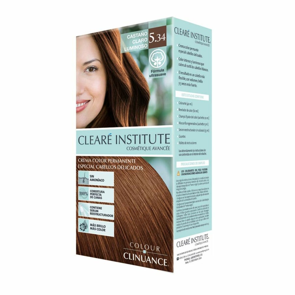 Dauerhafte Creme-Coloration Clearé Institute Colour Clinuance Nº 5.34-castaño claro luminoso