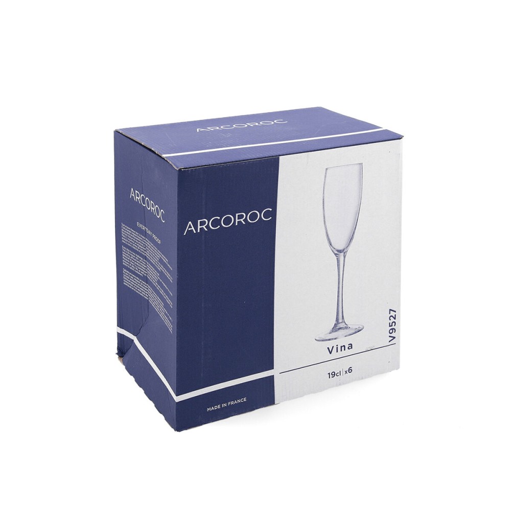 Champagne glass Arcoroc Vina Transparent Glass 190 ml (6 Units)