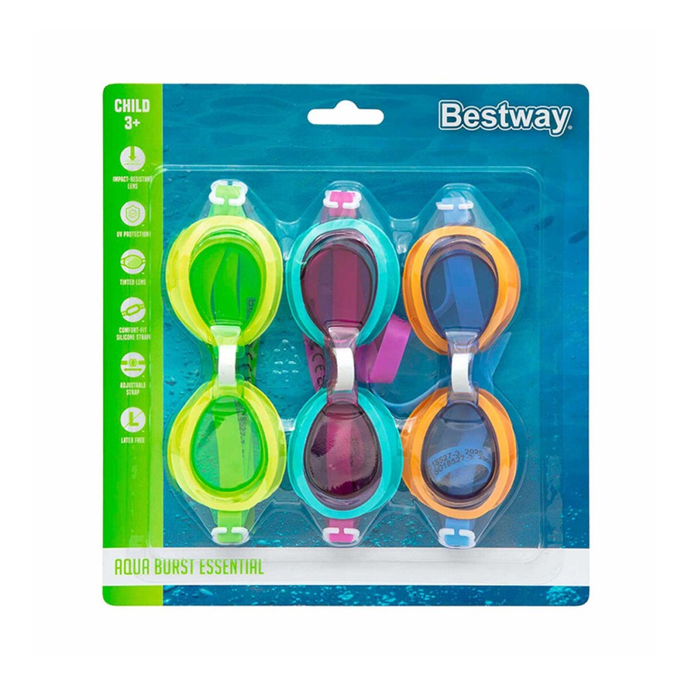 Bestway Lunettes de Natation en Silicone Junior Anti-buée Couleur Aléatoire +7 Ans Plage et Piscine 21065