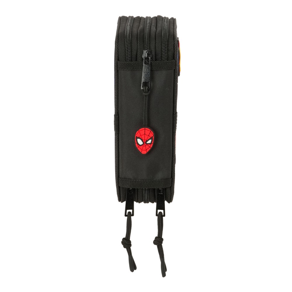 Federmäppchen mit Zubehör Spider-Man Attack Schwarz 12,5 x 19,5 x 5,5 cm 37 Stücke