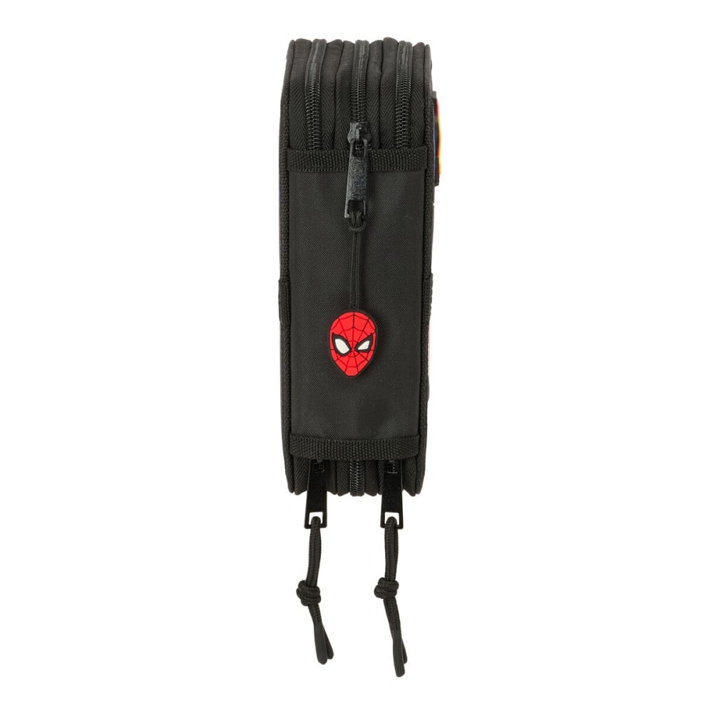 School Case with Accessories Spider-Man Attack Black 12,5 x 19,5 x 5,5 cm 37 Pieces