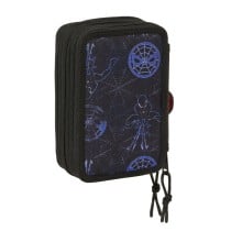 School Case with Accessories Spider-Man Attack Black 12,5 x 19,5 x 5,5 cm 37 Pieces