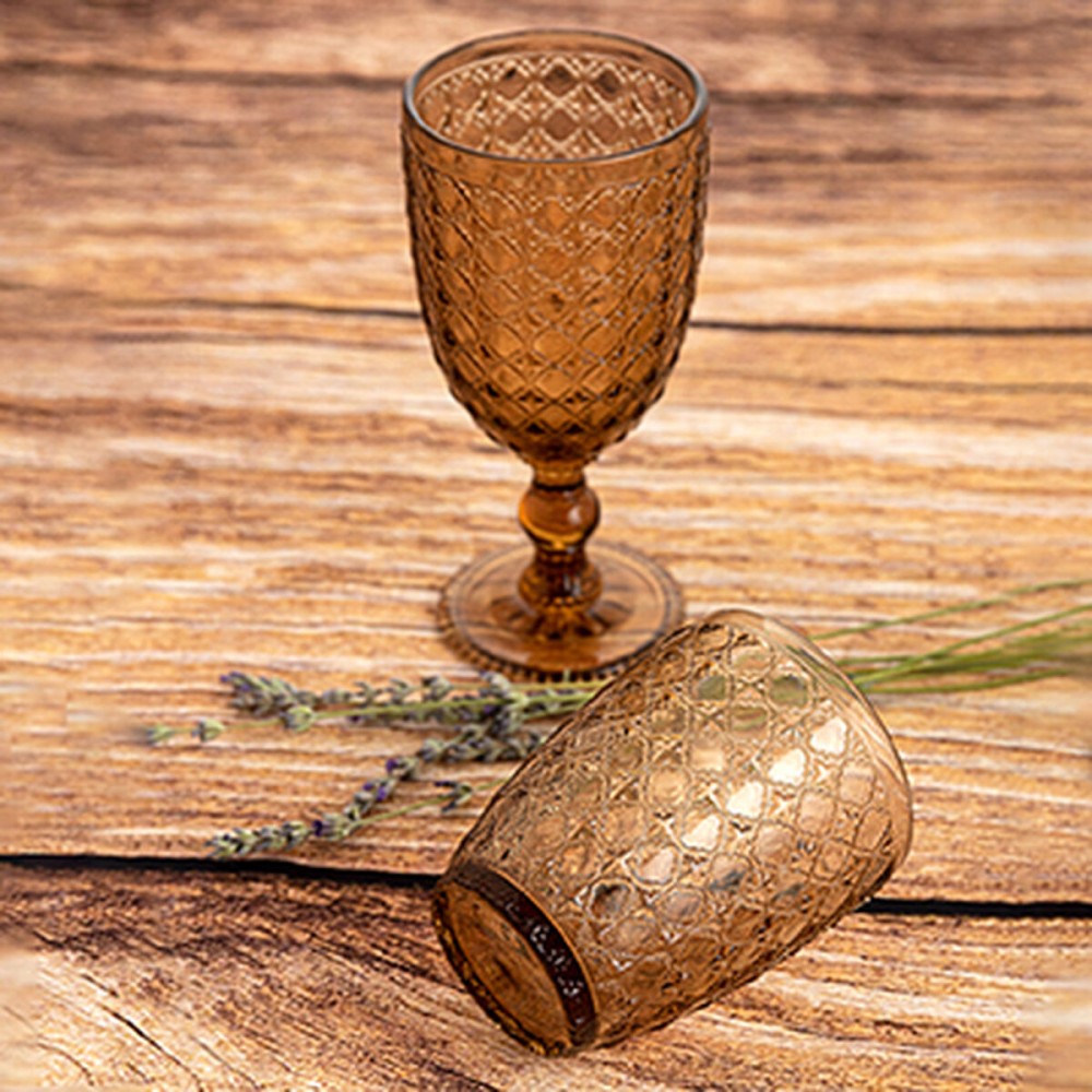 Set of cups Bidasoa Gio Amber Glass 300 ml (6 Units)