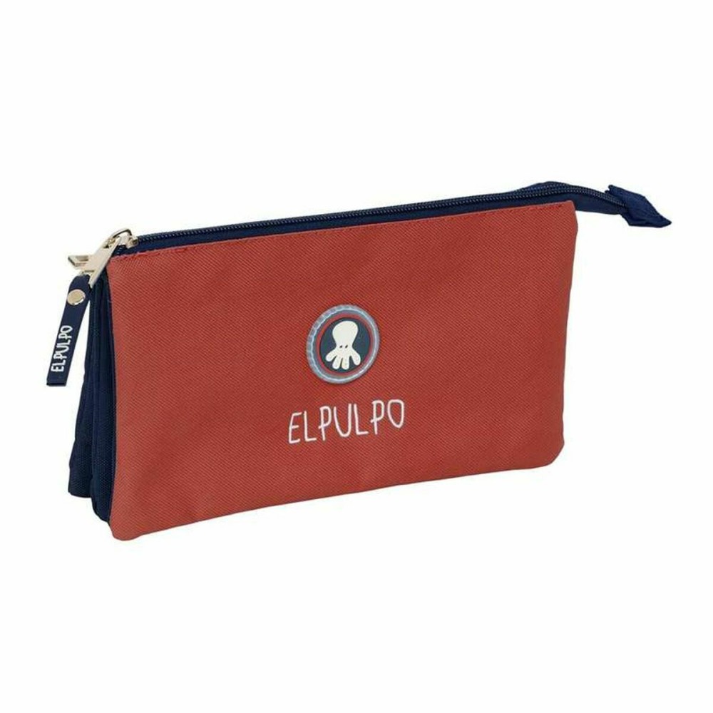 Dreifaches Mehrzweck-Etui El Pulpo Rot Marineblau 22 x 12 x 3 cm