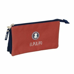 Dreifaches Mehrzweck-Etui El Pulpo Rot Marineblau 22 x 12 x 3 cm