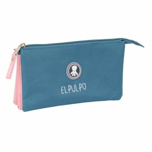 Dreifaches Mehrzweck-Etui El Pulpo Blau Rosa 22 x 12 x 3 cm