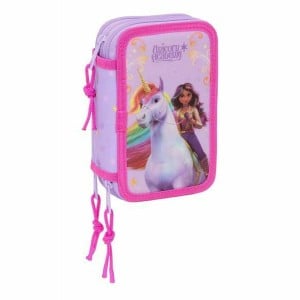 Triple Pencil Case Unicorn Academy Lilac 12,5 x 19,5 x 5,5 cm 37 Pieces