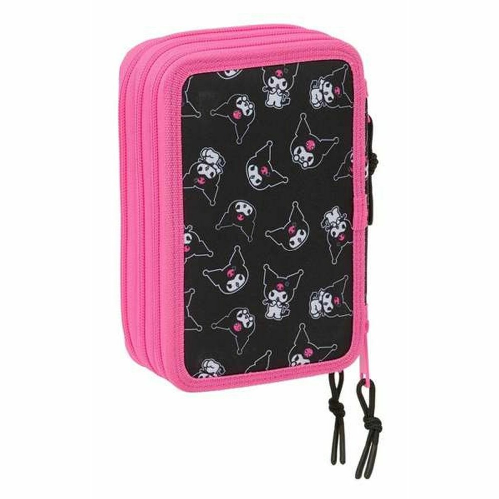 Triple Pencil Case Kuromi Black Fuchsia 12,5 x 19,5 x 5,5 cm 37 Pieces