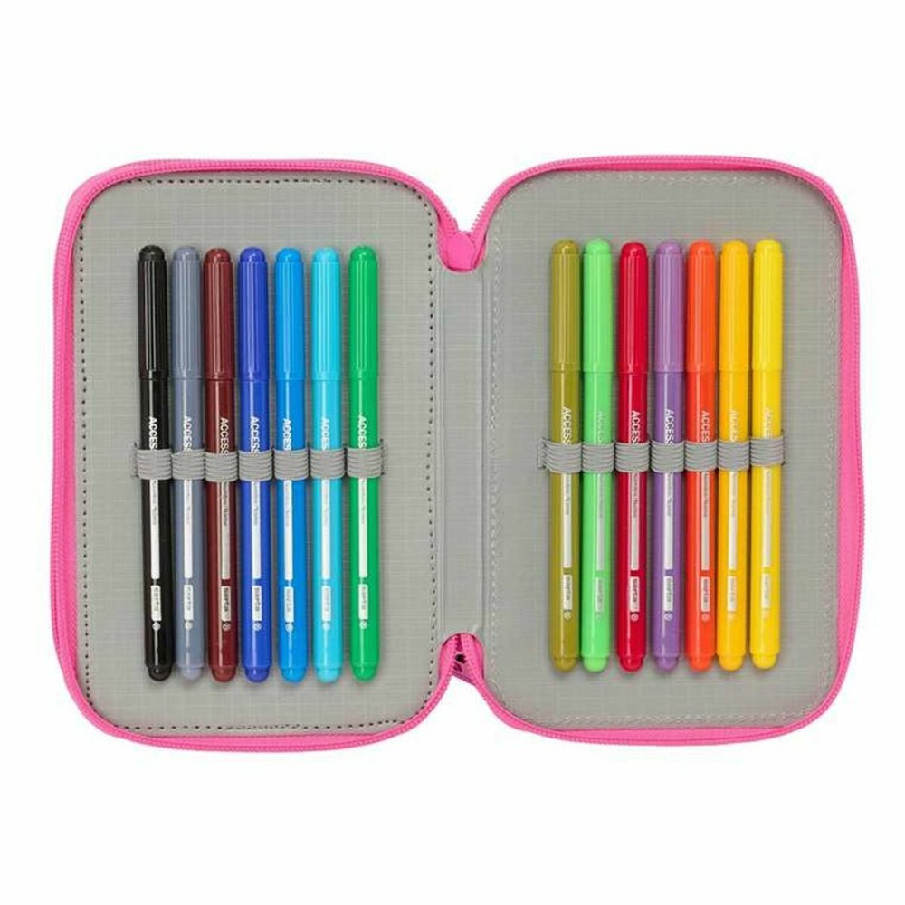 Triple Pencil Case Kuromi Black Fuchsia 12,5 x 19,5 x 5,5 cm 37 Pieces