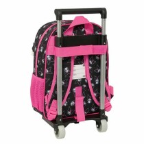 School Rucksack with Wheels Kuromi Black Fuchsia 26 x 11 x 67 cm 26 x 34 x 11 cm